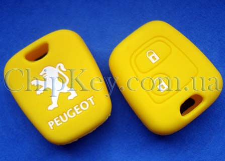 Чехол Peugeot силиконовый 2 кнопки, желтый