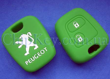 Чехол Peugeot силиконовый 2 кнопки, зеленый