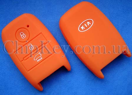 Чехол Kia смарт кей силиконовый 3 кнопки, оранжевый