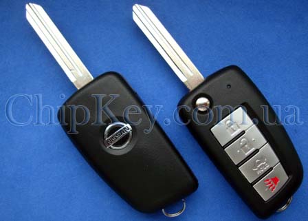 Ключ Nissan выкидной 4 кнопки, ID46(PCF7936) 433 Mhz
