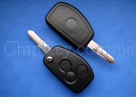 Ключ Renault Kangoo, Master выкидной (корпус) 3 кнопки, лезвие vac102