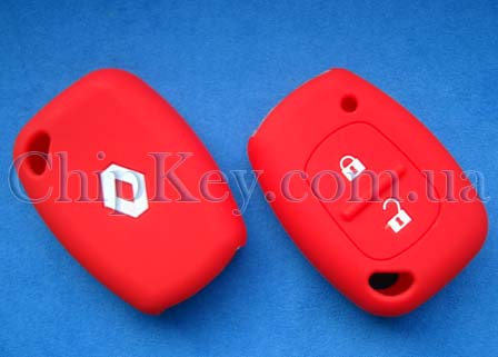 Чехол Renault Opel силиконовый 2 кнопки, красный