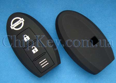 Cиликоновый чехол Nissan Smart Key 2 кнопки, черный