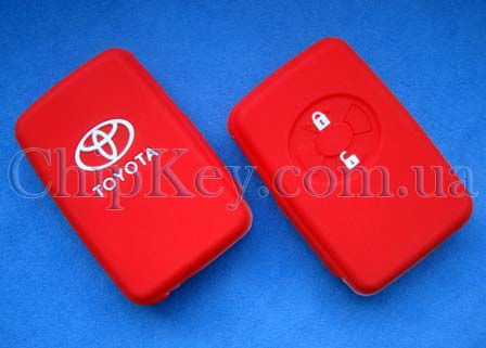 Чехол Toyota Smart Key силиконовый 2 кнопки, красный