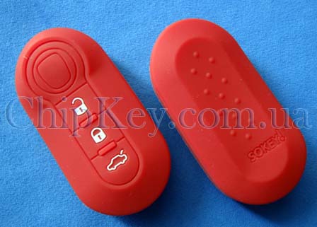 Fiat силиконовый чехол под выкидной ключ 3 кнопки, красный