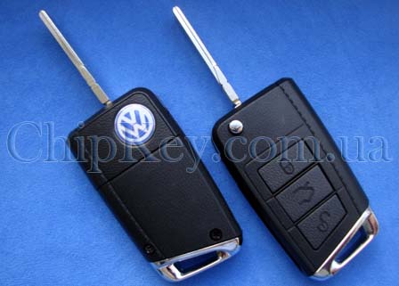 Ключ Volkswagen выкидной (корпус) 3 кнопки, лезвие hu66