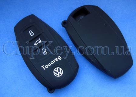 Чехол Volkswagen Touareg Smart Key силиконовый 3 кнопки, черный
