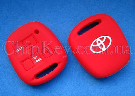 Чехол Toyota силиконовый 3 кнопки, красный