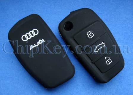 Чехол Audi силиконовый 3 кнопки, черный