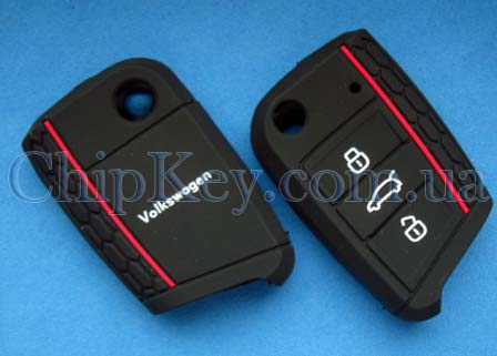 Volkswagen силиконовый чехол под выкидной ключ 3 кнопки, черный