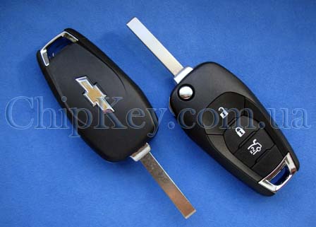 Ключ Chevrolet выкидной (корпус) 3 кнопки, лезвие hu100
