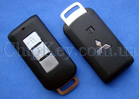 Ключ для Mitsubishi Outlander с 2006-, Lancer с 2008-, ASX с 2010-, Smart Key ключ 2 кнопки, с чипом id46(pcf7952), 434Mhz