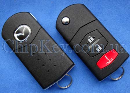 Ключ Mazda CC43-67-5RYB 3, 5, 6  выкидной 3 кнопки, с чипом id63, 315Mhz  FCC ID:BG8X1T478SKE12501